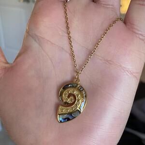 Stainless Steel Gold Spiral Abalone Shell Necklace! ✨